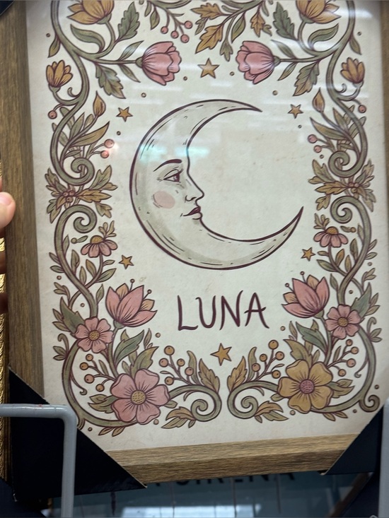Other - Luna Floral Crescent Moon Wall Art - Neutral Pink & Cream
